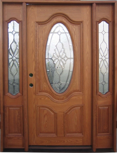 Solid Wood Ash Oval With Sidelights Exterior Pre Hung Door