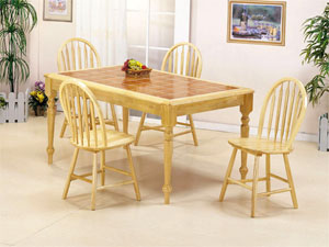 Natural Terracotta Tile Top Table Set, Tile Top Dining Room Table Set